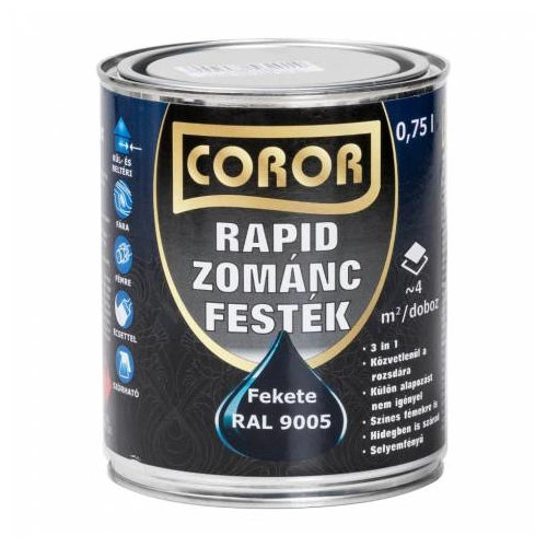 Coror Rapid zománc RAL9005 FEKETE 750ml