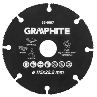 Graphite vágókorong fához, műanyaghoz 115x22,2mm