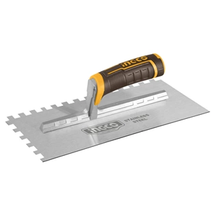 INGCO Fogazott glettvas 130x280 mm inox 10x10 mm lágy fogantyús