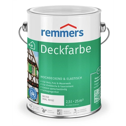 Remmers Deckfarbe vizesbázisú, időjárásálló fedőfesték RAL9016 FEHÉR 5l