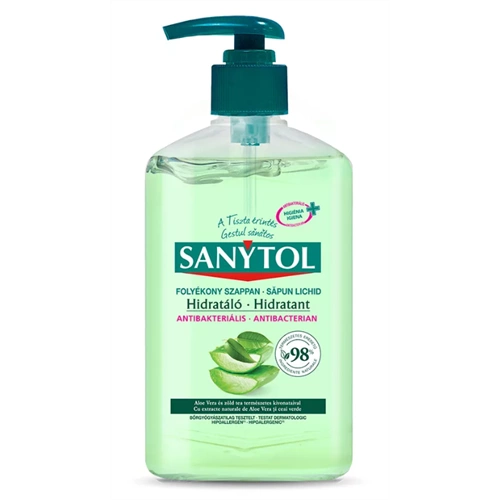 Sanytol Antibakteriális folyékony szappan zöld tea és aloe vera 250ml