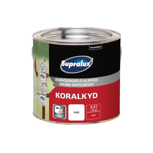 Supralux Koralkyd korrózógátló alapozó fehér 2,5L