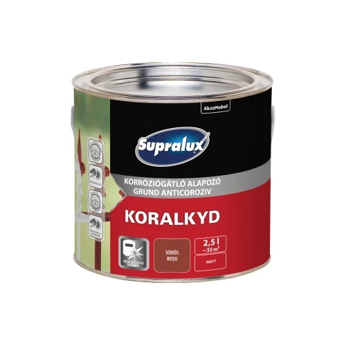 Supralux Koralkyd korrózógátló alapozó vörös 2,5L