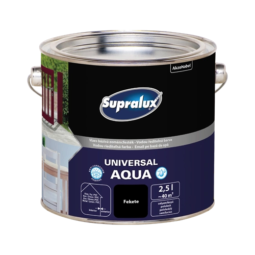 Supralux Universal Aqua selyemfényű zománcfesték FEKETE 2,5L