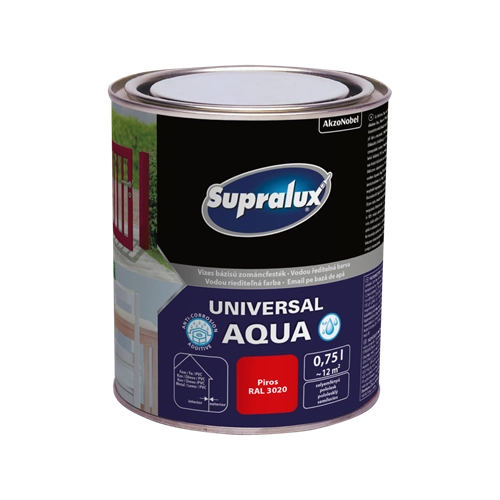 Supralux Universal Aqua selyemfényű zománcfesték PIROS 750ml