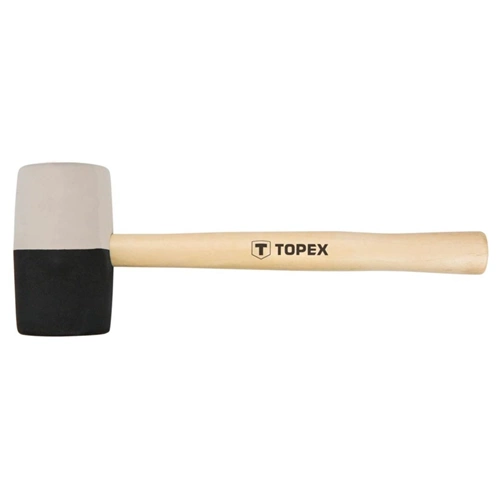 Topex gumikalapács fekete-fehér, fa nyél 58mm/450g