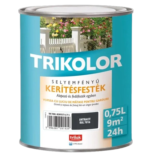 Trikolor selyemfényű kerítésfesték ANTRACIT 750ml