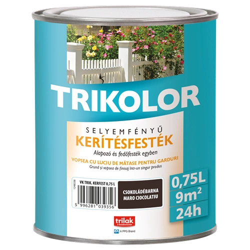 Trikolor selyemfényű kerítésfesték CSOKOLÁDÉBARNA 750ml