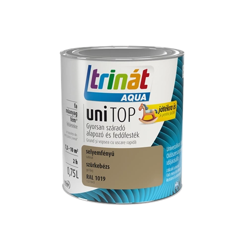 Trinát Aqua Unitop selyemfényű alapozó és fedőfesték RAL 1019 SZÜRKEBÉZS 750ml