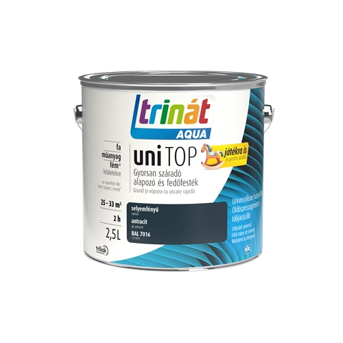 Trinát Aqua Unitop selyemfényű alapozó és fedőfesték RAL 7016 ANTRACIT 2,5L