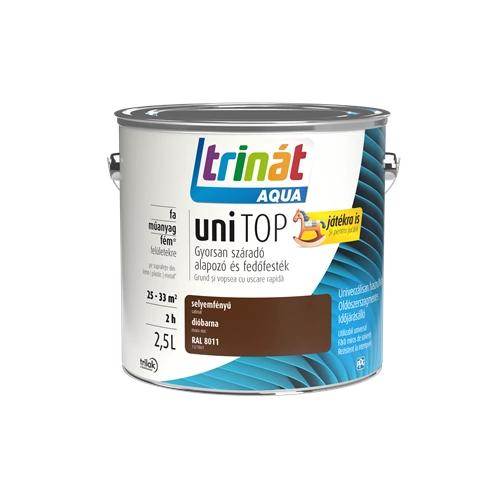 Trinát Aqua Unitop selyemfényű alapozó és fedőfesték RAL 8011 DIÓBARNA 2,5L