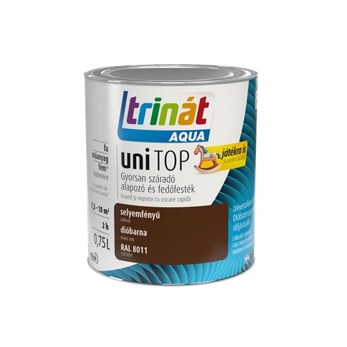 Trinát Aqua Unitop selyemfényű alapozó és fedőfesték RAL 8011 DIÓBARNA 750ml