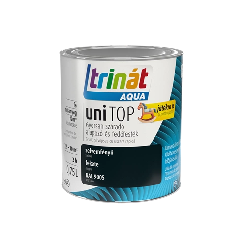 Trinát Aqua Unitop selyemfényű alapozó és fedőfesték RAL 9005 FEKETE 750ml