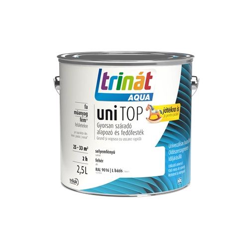 Trinát Aqua Unitop selyemfényű alapozó és fedőfesték RAL 9016 L bázis FEHÉR 2,5L