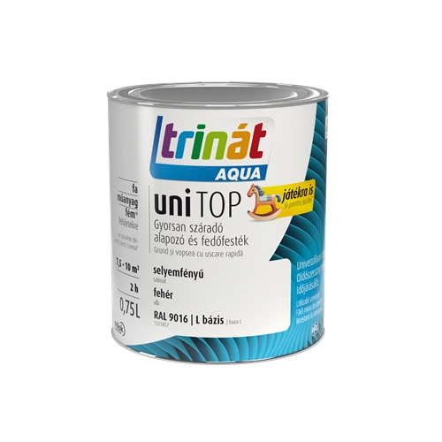 Trinát Aqua Unitop selyemfényű alapozó és fedőfesték RAL 9016 L bázis FEHÉR 750ml
