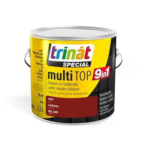 Trinát Multitop 9in1 matt alapozó- és fedőfesték 3009 OXIDVÖRÖS 2,5L